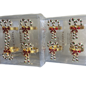 Christmas Candy Cane napkin‎ ring holders place setting of 8